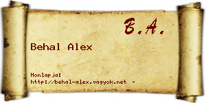 Behal Alex névjegykártya